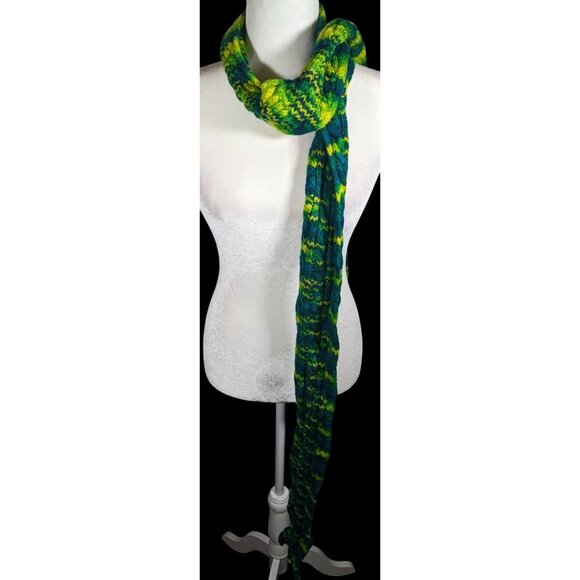 Handmade Cybergoth Dragon Blue Yellow And Neon Green Scarf - Picture 1 of 7